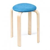 丸椅子(クッション・布・木製脚・スツール・スタッキング・おしゃれ・ブルー) YK-CH83BL