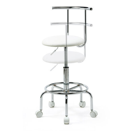 【アウトレット】2WAYキッチンチェア(PUレザー・ナイロンキャスター・アジャスター両対応・回転椅子・ホワイト)