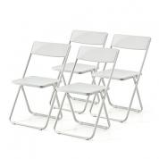 折りたたみ椅子(おしゃれ・フォールディングチェア・スタッキング可能・SLIM・4脚セット・ホワイト)