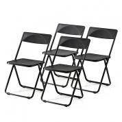 折りたたみ椅子(おしゃれ・フォールディングチェア・スタッキング可能・SLIM・4脚セット・ブラック)