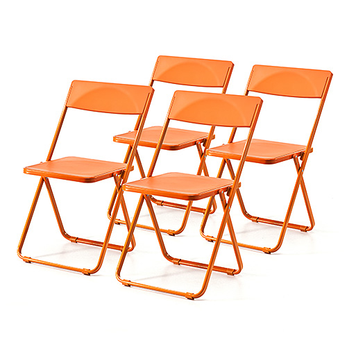 折りたたみ椅子 おしゃれ フォールディングチェア スタッキング可能 Slim 4脚セット オレンジ Yk Snch006d イス王国