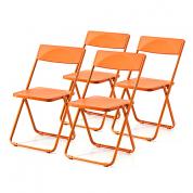 折りたたみ椅子(おしゃれ・フォールディングチェア・スタッキング可能・SLIM・4脚セット・オレンジ)