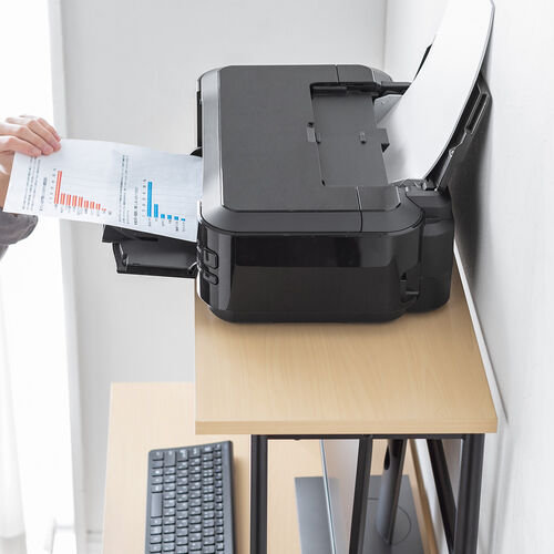 【アウトレット】パソコンデスク PCデスク 幅75cm 引き出し付き キーボードスライダー コンパクト モニターアーム対応 配線口 丸フレーム