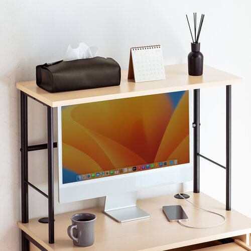 【アウトレット】パソコンデスク PCデスク 幅75cm 引き出し付き キーボードスライダー コンパクト モニターアーム対応 配線口 丸フレーム