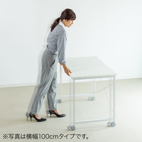 【アウトレット】キャスター付きワークデスク 幅90cm 奥行60cm 高さ70cm ホワイト