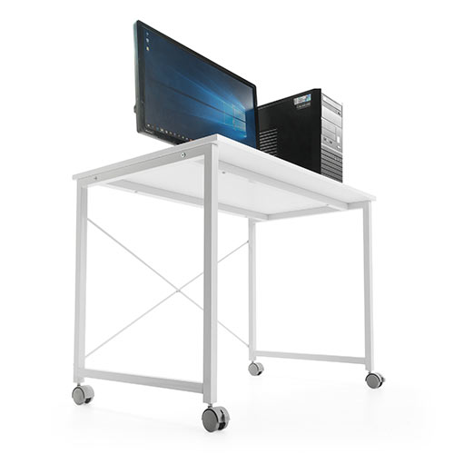 【アウトレット】キャスター付きワークデスク 幅90cm 奥行60cm 高さ70cm ホワイト