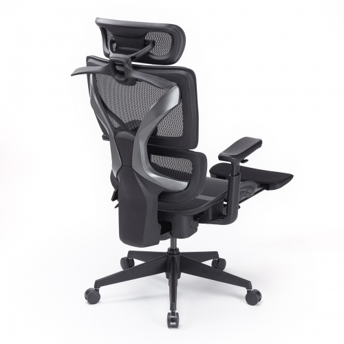 メッシュチェア シンクロロッキング 3Dアームレスト ハイバック 座面メッシュ オットマン 3Dヘッドレスト ランバーサポート ハンガー付き