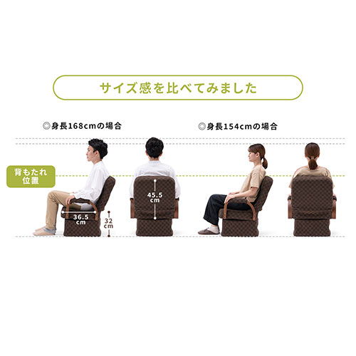 【アウトレット】リクライニング高座椅子 回転高座椅子 肘付き リクライニング 折りたたみ可能 ファブリック