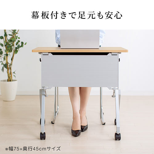 【アウトレット】折りたたみデスク 幅100cm 奥行60cm キャスター 中棚付き 木目 ライトブラウン