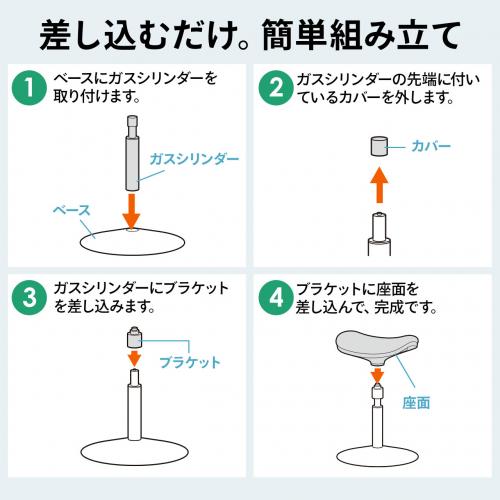 ハイスツール 座面フレキシブル可動 ガス圧高さ調整 グリーン