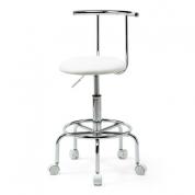 【アウトレット】2WAYキッチンチェア(PUレザー・ナイロンキャスター・アジャスター両対応・回転椅子・ホワイト)