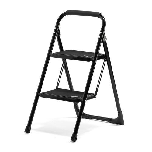 【アウトレット】脚立 踏み台 折りたたみ 滑り止め付き 持ち手付き 手すり付き 2段 黒