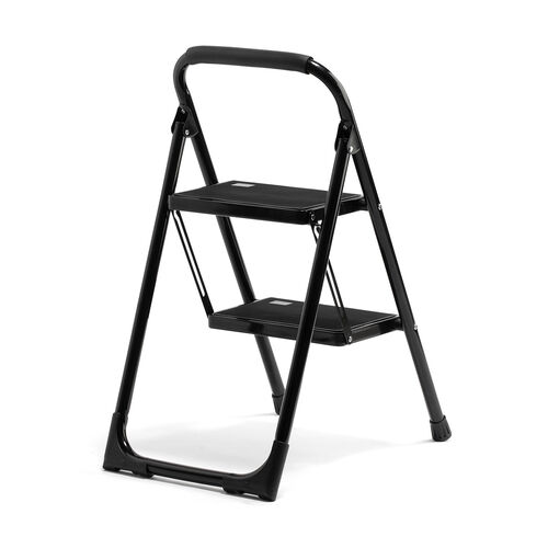 【アウトレット】脚立 踏み台 折りたたみ 滑り止め付き 持ち手付き 手すり付き 2段 黒