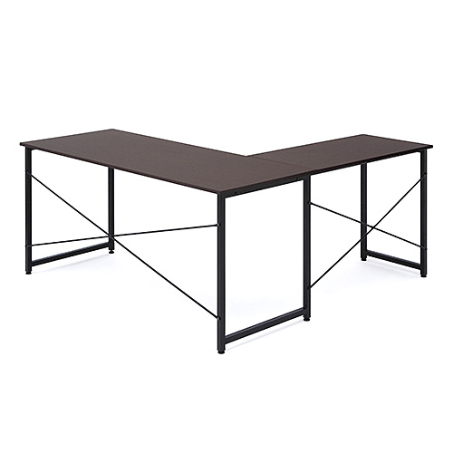 【アウトレット】L字型デスク 木製 幅150cm+90cm ダークブラウン
