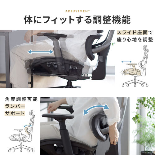 【アウトレット】ワークチェア オットマン内蔵 シンクロロッキング ハイバック アームレスト 座面スライド 上下可動ヘッドレスト ランバーサポート