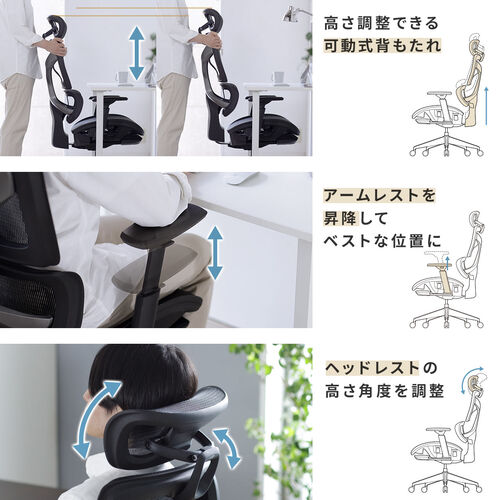 【アウトレット】ワークチェア オットマン内蔵 シンクロロッキング ハイバック アームレスト 座面スライド 上下可動ヘッドレスト ランバーサポート