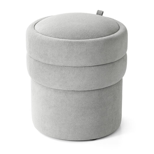【3/27 16時まで特価】【在庫限り】丸型 収納スツール 2段収納 ファブリック素材 完成品 グレー