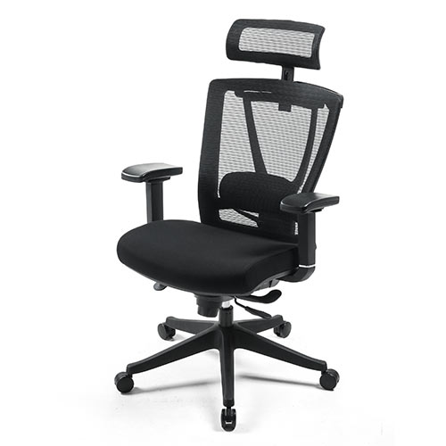 【アウトレット】高機能メッシュチェア(2点可動ロッキング・ハイバック・座面前後スライド可能・ブラック)