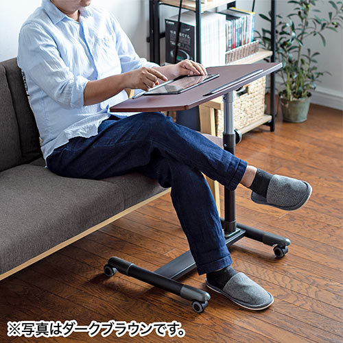 【アウトレット】サイドテーブル 高さ 角度調整機能 キャスターつき ブラック