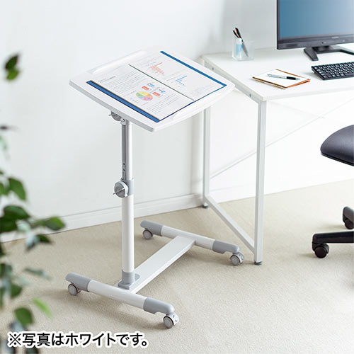 【アウトレット】サイドテーブル 高さ 角度調整機能 キャスターつき ブラック