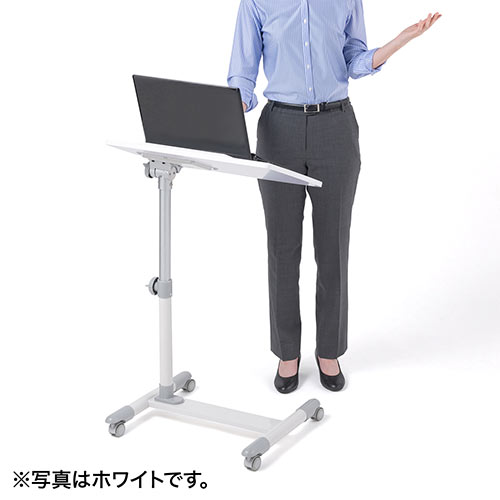 【アウトレット】サイドテーブル 高さ 角度調整機能 キャスターつき ブラック