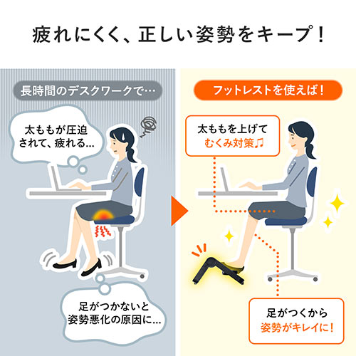 【アウトレット】折りたたみ式 フットレスト 高さ 角度調整