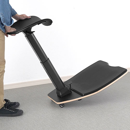 エルゴノミクスチェア 人間工学椅子 高さ調整 スタンディングデスク 疲労軽減マットつき 耐荷重125kg ブラック