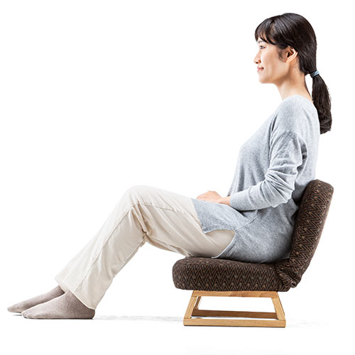 座敷椅子(高座椅子・低い椅子・和室・腰痛対策・背もたれ・脚裏フェルト付き・コンパクト収納・ブラウン)