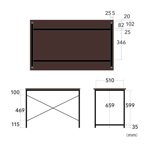 ワークデスク 幅100cm 奥行60cm ホワイト