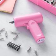 コードレス電動ドライバー 26-in-1 USB Type-C充電式 LED付き 収納ケース付き ピンク