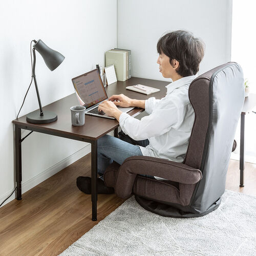 L字型ローデスク パソコンデスク 木製 座デスク コーナーデスク 高さ可変5段階 幅120cm