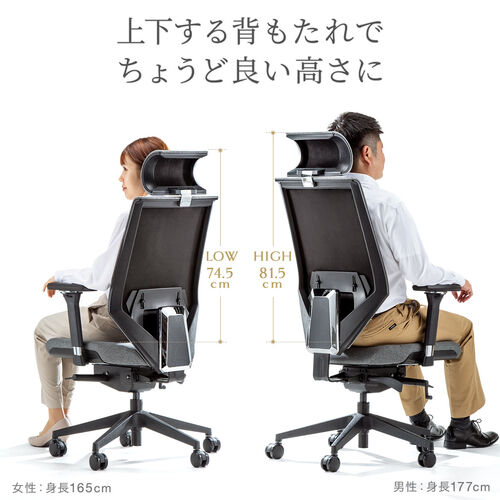 【アウトレット】ファブリックチェア 前傾機能つき ハイバック 4Dアームレスト ヘッドレスト ランバーサポート シンクロロッキング ウレタンキャスター