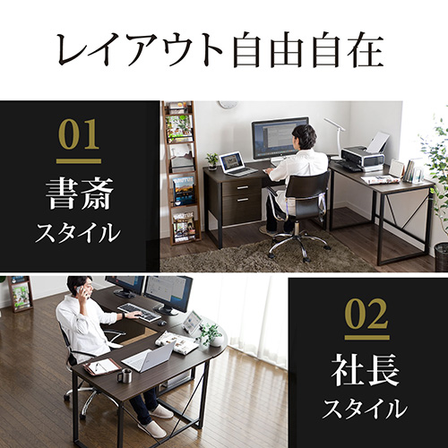 L字型パソコンデスク 幅1cm 100cm コーナーデスク 収納キャビネット付 木製 ダークブラウン Yk Deskh012br イス王国