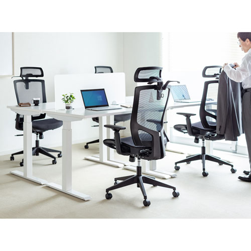 【アウトレット】メッシュチェア(オフィスチェア・ハイバック・ロッキング機能・ハンガー付き・荷物フック)