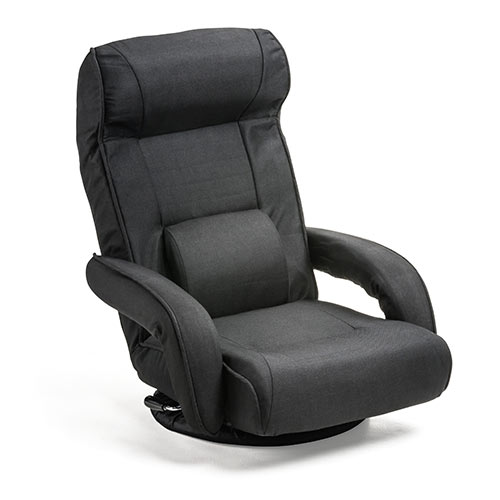 ハイバック回転座椅子(ポケットコイル・レバー式リクライニング仕様・連動肘掛け・ブラック)