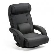 ハイバック回転座椅子(ポケットコイル・レバー式リクライニング仕様・連動肘掛け・ブラック) YK-SNCF011BK