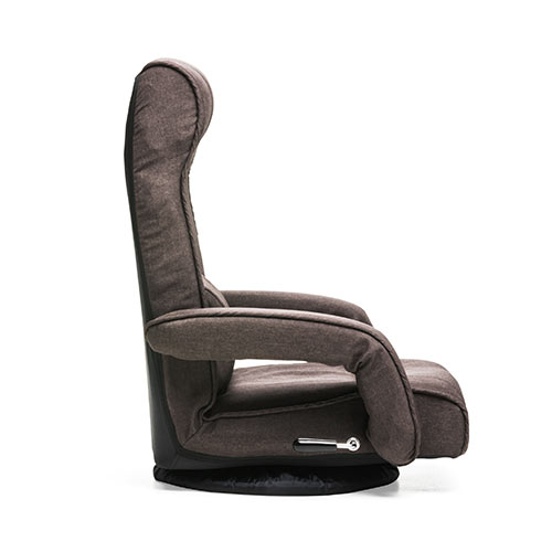 ハイバック回転座椅子(ポケットコイル・レバー式リクライニング仕様・連動肘掛け・ブラウン)