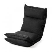 【在庫限り】ダブルクッション ハイバック座椅子(42段階リクライニング・日本製ギア・折りたたみ・ブラック)