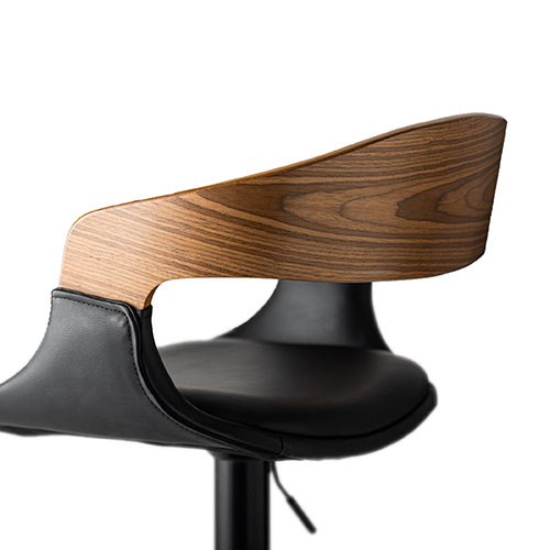 【アウトレット】カウンターチェア バーチェア ウォルナット 木製 曲げ木 足置き付き 座面高さ61cm～82cm ガス圧昇降式 360°回転