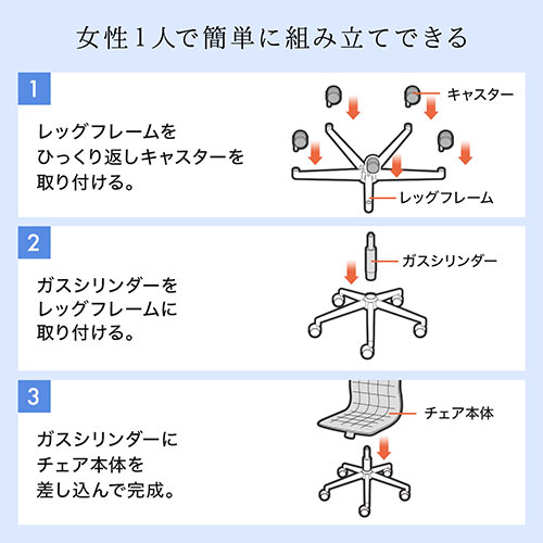 【アウトレット】シンプルデザインチェア ミドルバック ホワイト