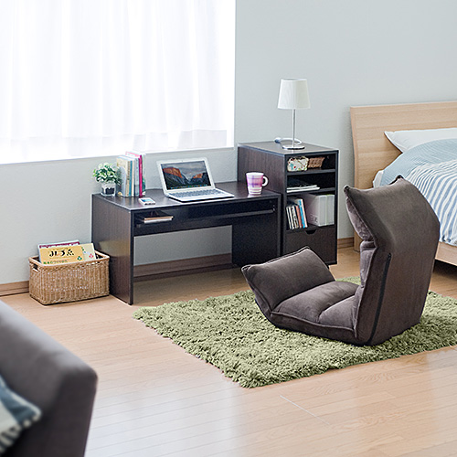 【アウトレット】ローデスク(木製・収納付・幅85cm・奥行45cm・ダークブラウン)