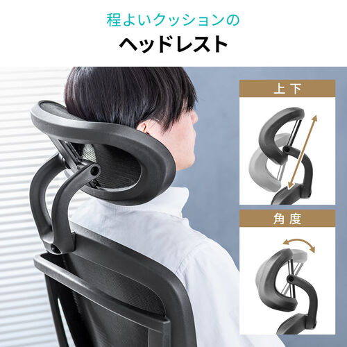 【アウトレット】独立型ランバーサポートつき ワークチェア オットマン 跳ね上げ式アームレスト付き ロッキング機構 グレー
