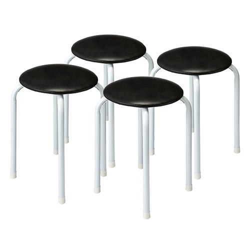 【アウトレット】丸椅子 4脚セット ブラック