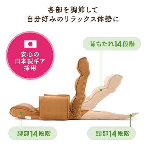 肘掛け付きハイバック座椅子(サイドポケット付き・低反発クッション・リクライニング・ダークブラウン)
