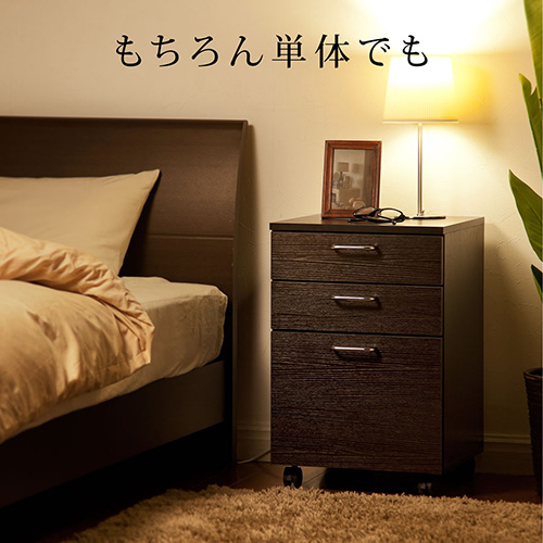 【アウトレット】デスクワゴン(木製・キャスター付・3段・チェスト・キャビネット・ホワイト)