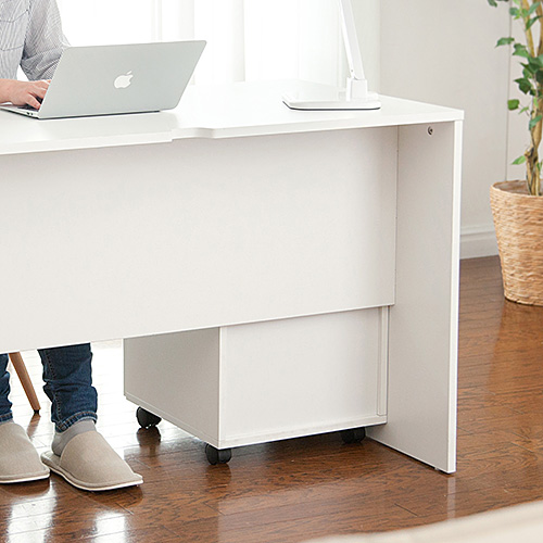 【アウトレット】デスクワゴン(木製・キャスター付・3段・チェスト・キャビネット・ホワイト)