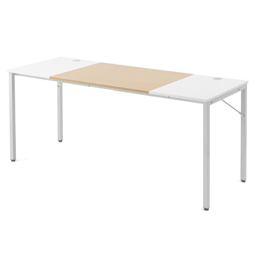 シンプルワークデスク ミーティングテーブル 2色天板 モニタアーム対応 ケーブルトレー付き 組立簡単 横幅160cm 奥行60cm