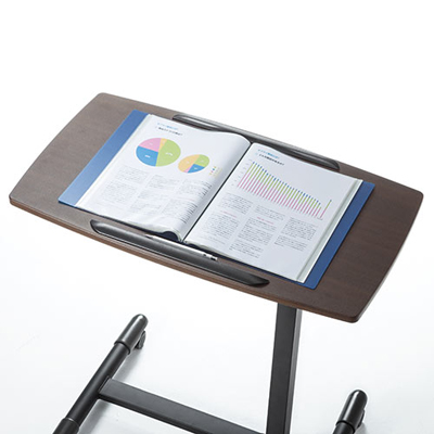 【アウトレット】 キャスター付きサイドテーブル ネジ式 高さ4段階調整 木目 ブラウン