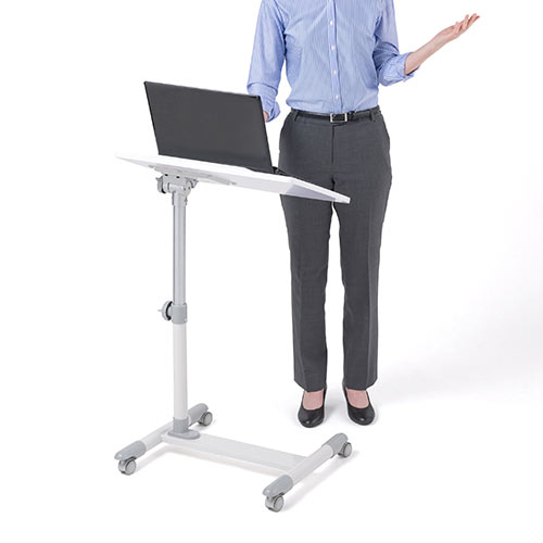 【アウトレット】ノートパソコンデスク(ノートPC台・高さ調整・角度調整・テレワーク・在宅勤務・サイドテーブル・ベッド・ソファーサイド・ホワイト)