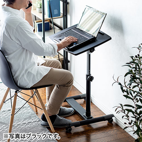【アウトレット】ノートパソコンデスク(ノートPC台・高さ調整・角度調整・テレワーク・在宅勤務・サイドテーブル・ベッド・ソファーサイド・ホワイト)